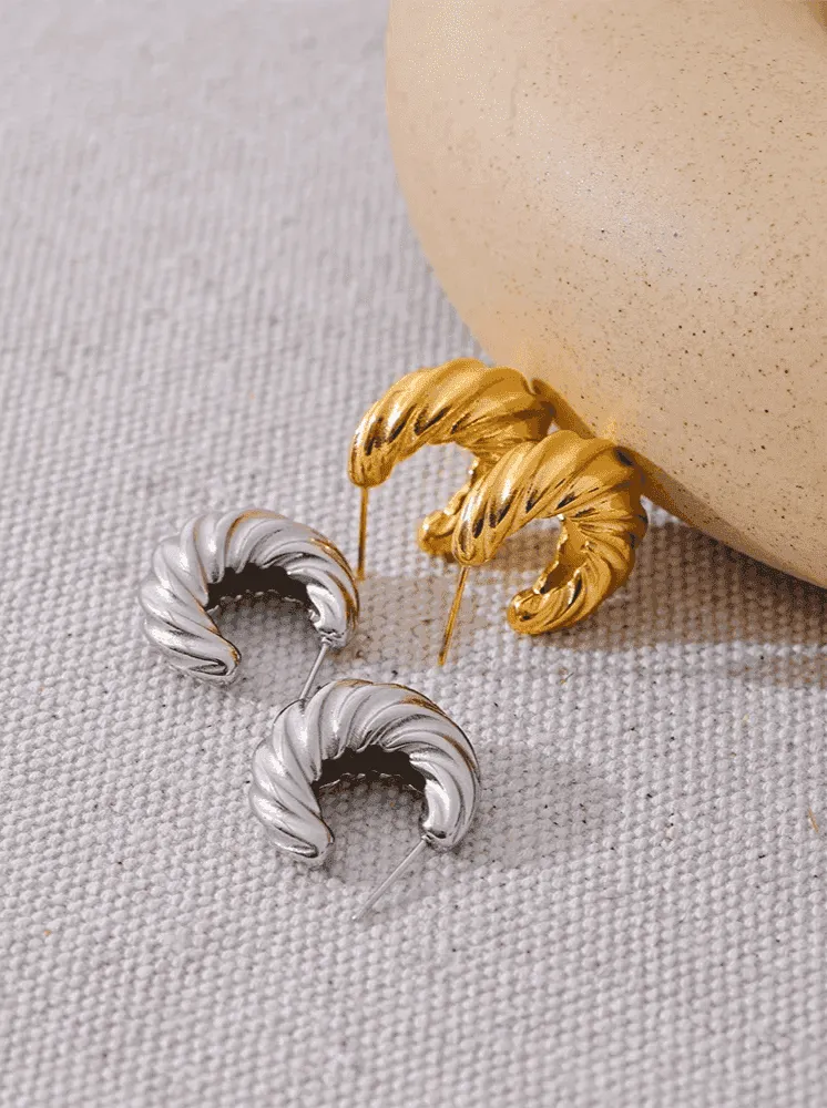 Hoop Earrings Charm Jewelry - C-Shape Twisted - YH2880A