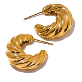 Hoop Earrings Charm Jewelry - C-Shape Twisted - YH2880A