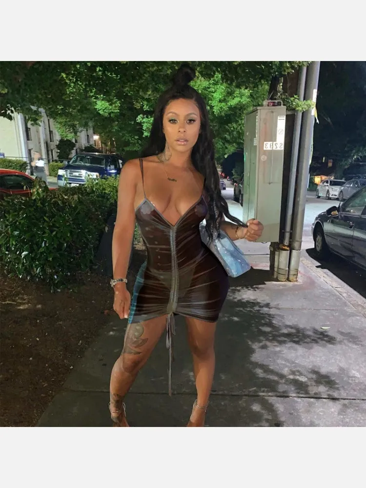 Inspire Sexy Sheer V Neck Ruched Dresses