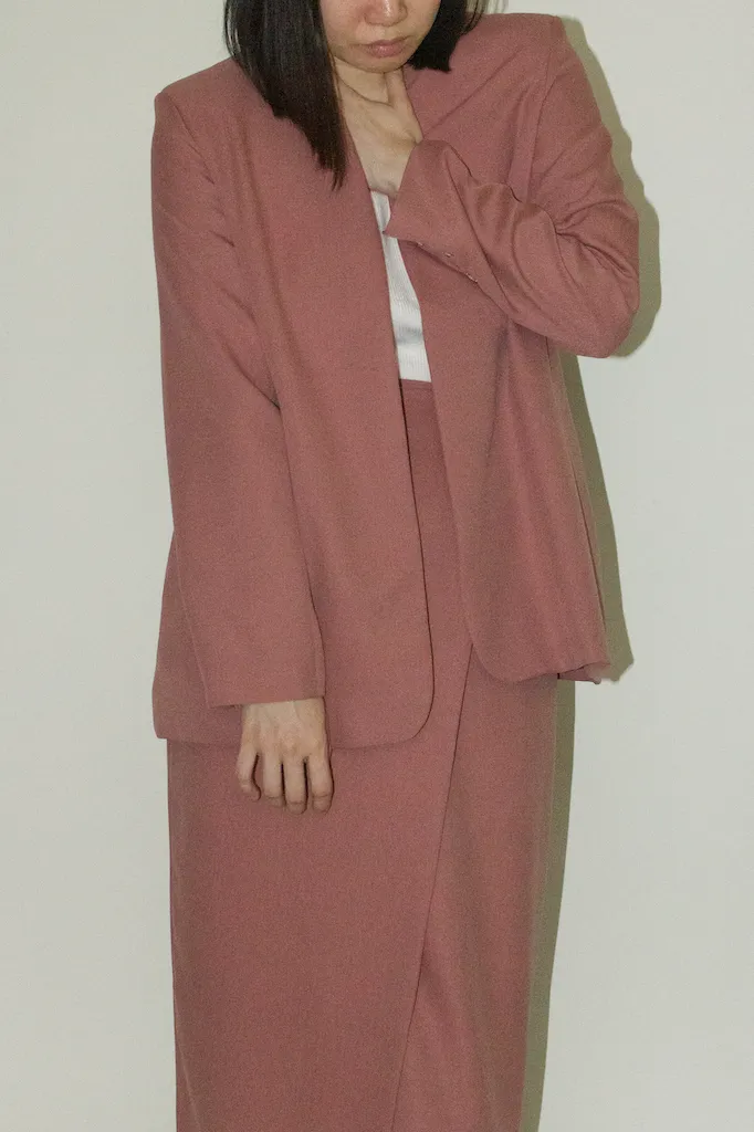 Japanese Twill Tailored Blazer in Coral