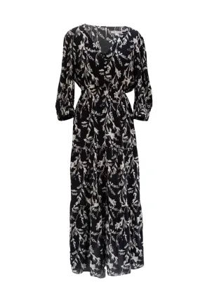 Kalmia Maxi in Black & White Sketch Floral
