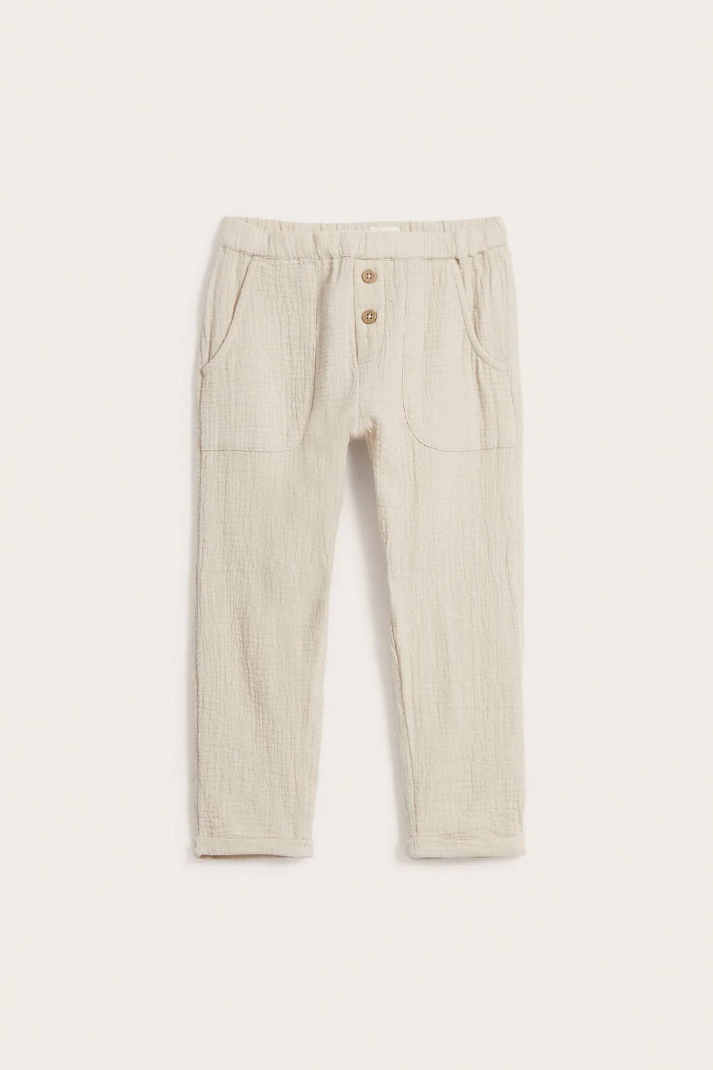 Kids beige cotton muslin trousers