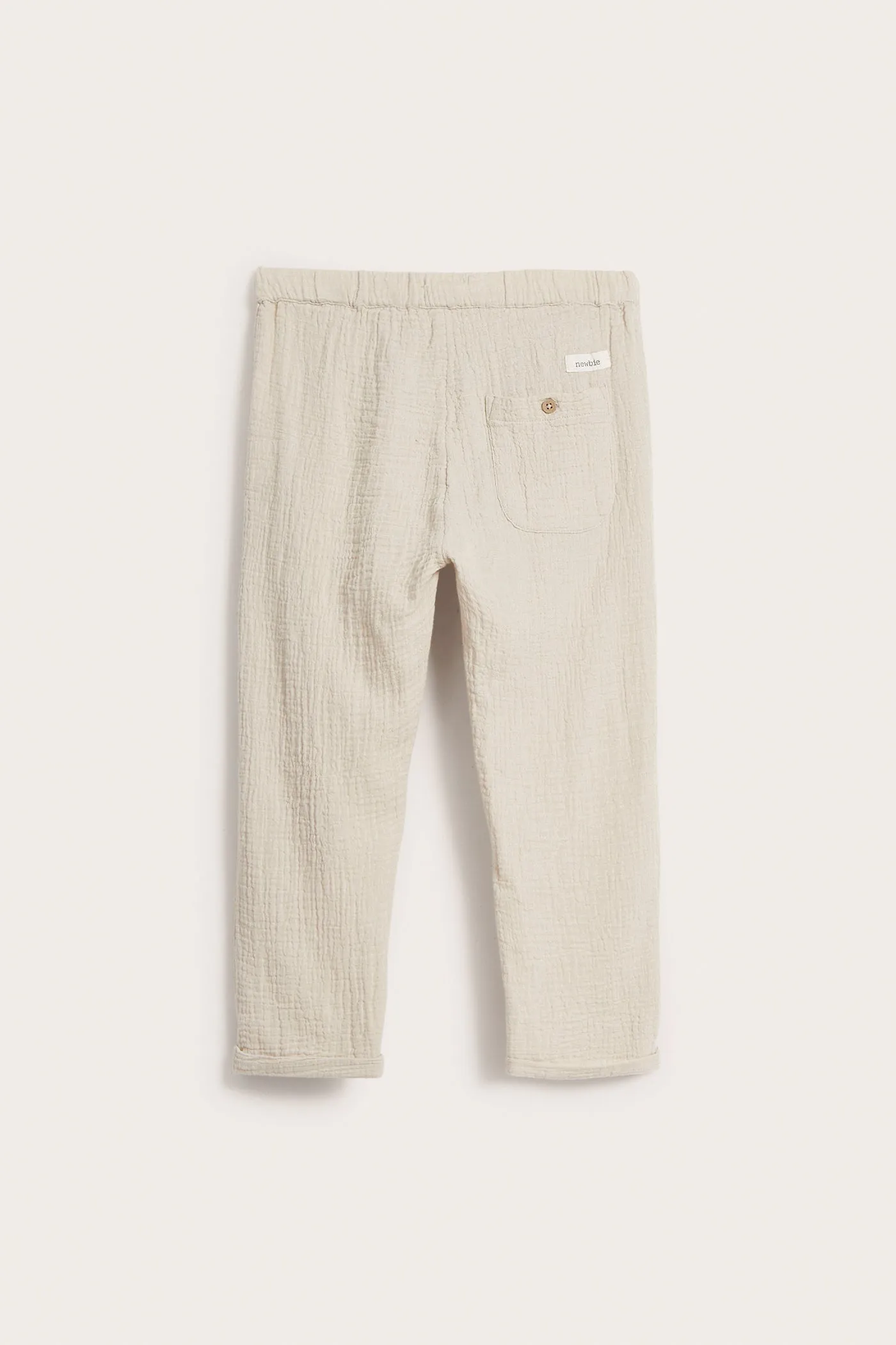 Kids beige cotton muslin trousers