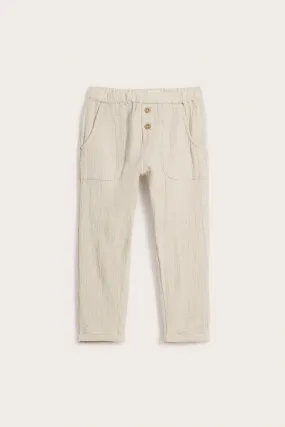 Kids beige cotton muslin trousers