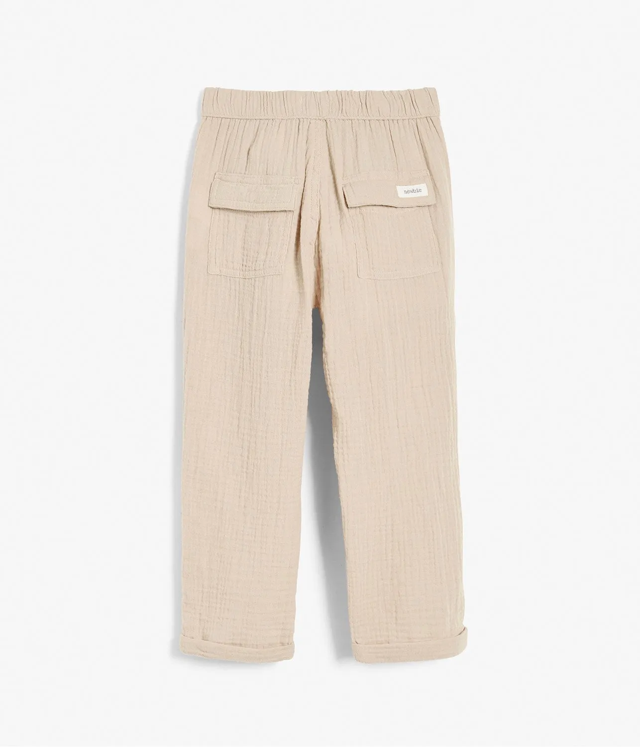 Kids beige woven muslin trousers