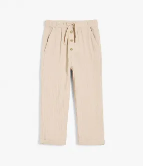 Kids beige woven muslin trousers