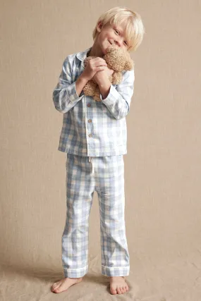 Kids' blue checked pyjamas