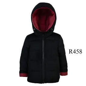 Kids' Insulated Hooded Winter Jacket - Black/Red