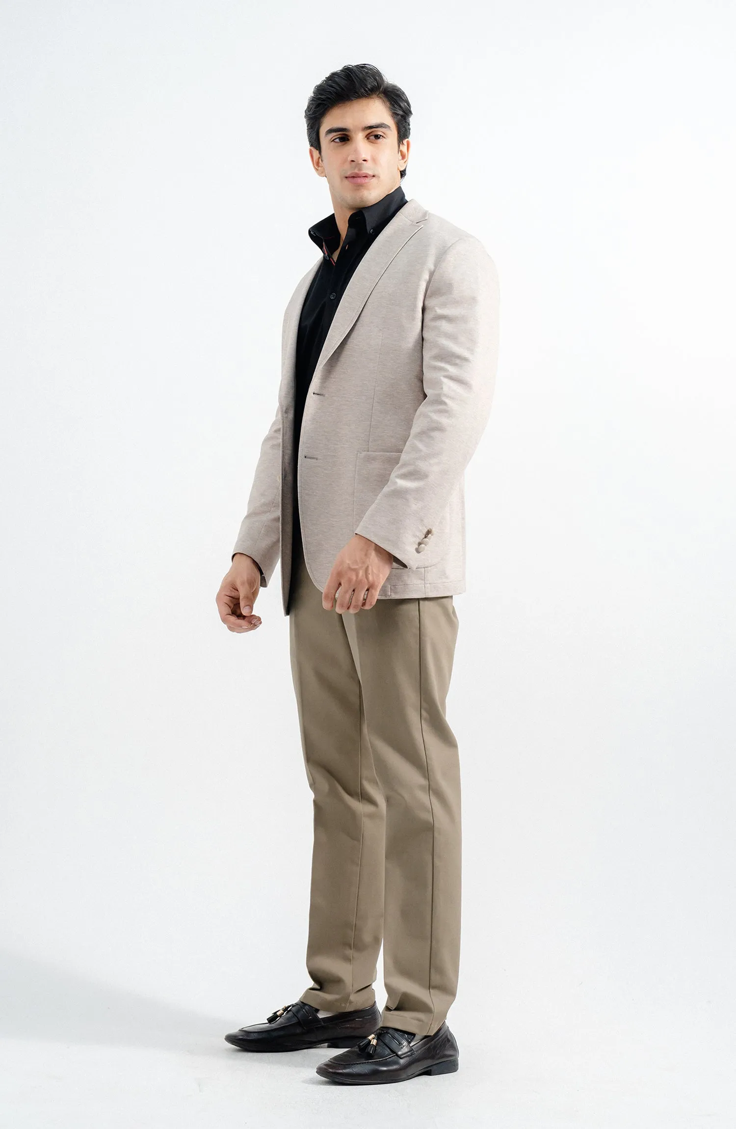 KNITTED BLAZER -  BROWN