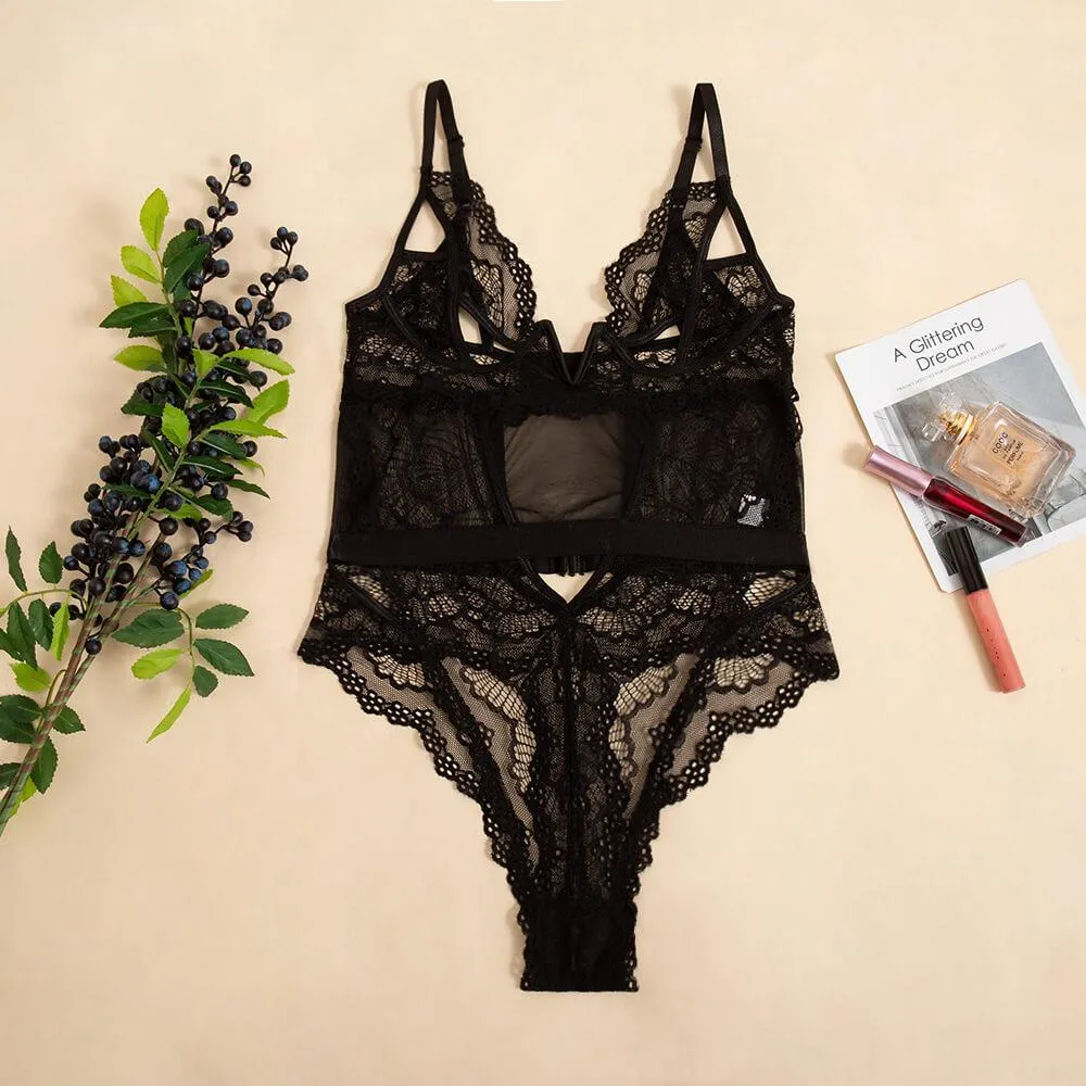 Lace Cutout See Through Bodysuits