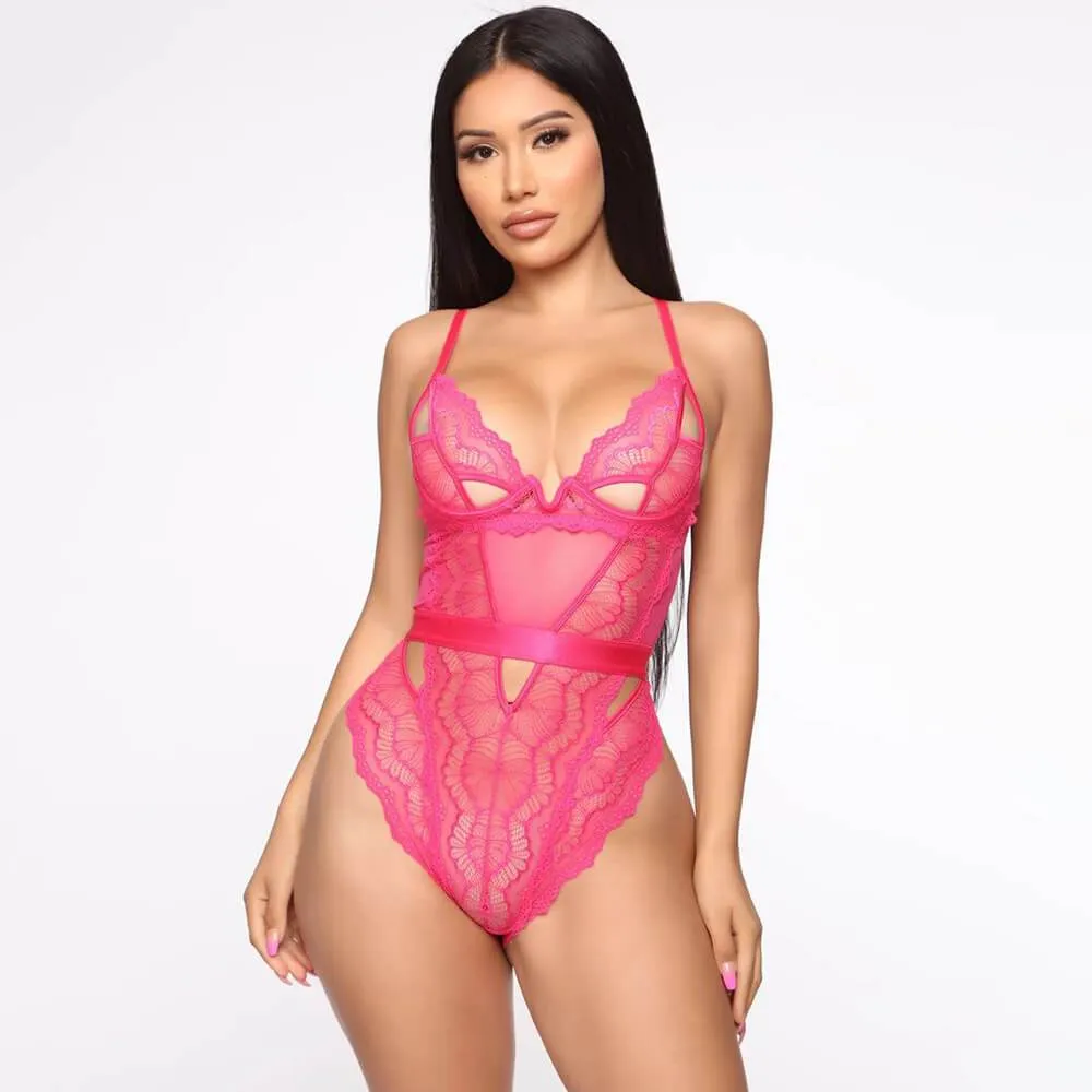 Lace Cutout See Through Bodysuits