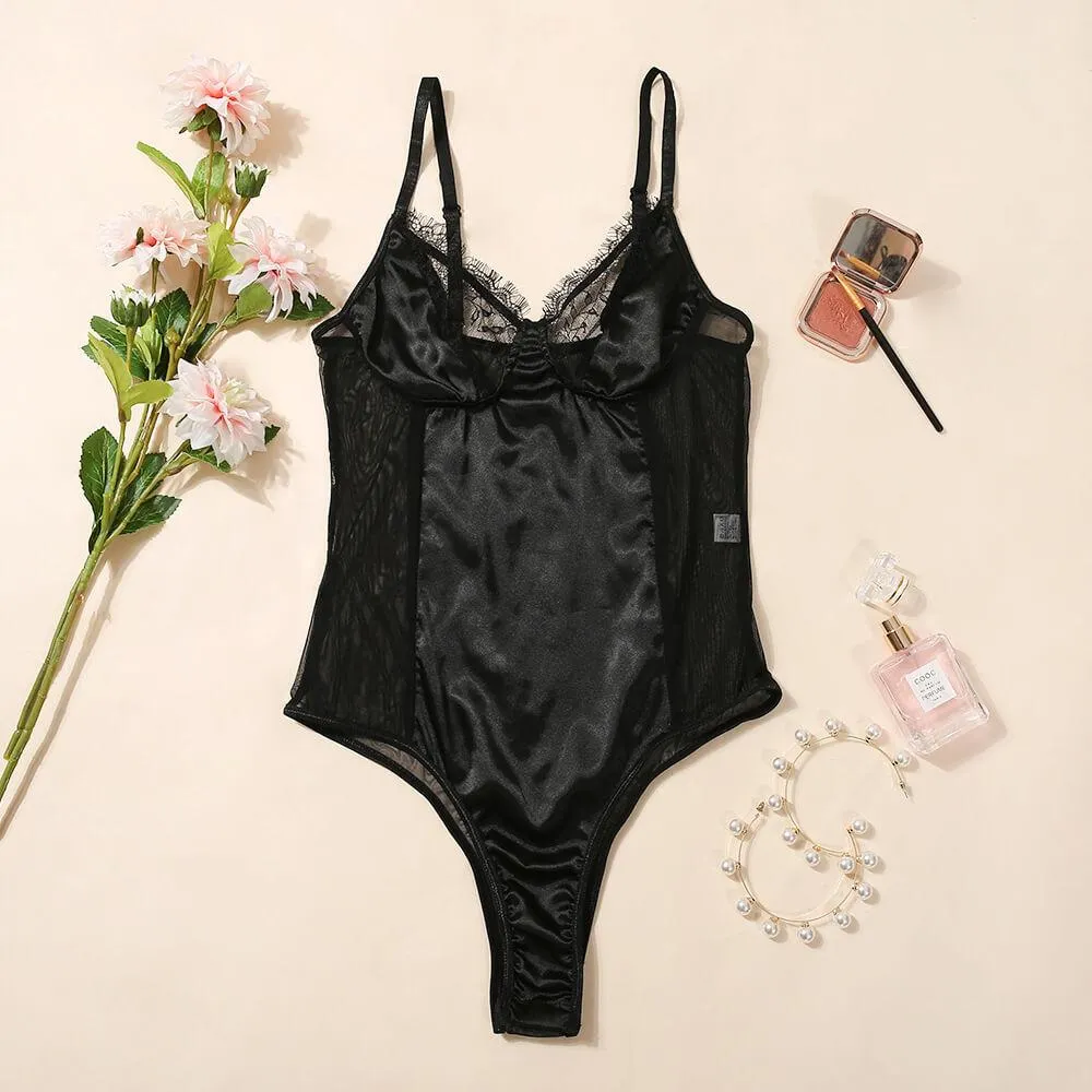 Lingerie Black Lace Sheer Bodysuits