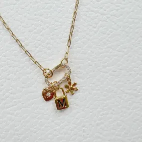 Link   Luxe lock bar charm necklace