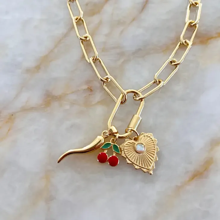 Link   Luxe lock bar charm necklace