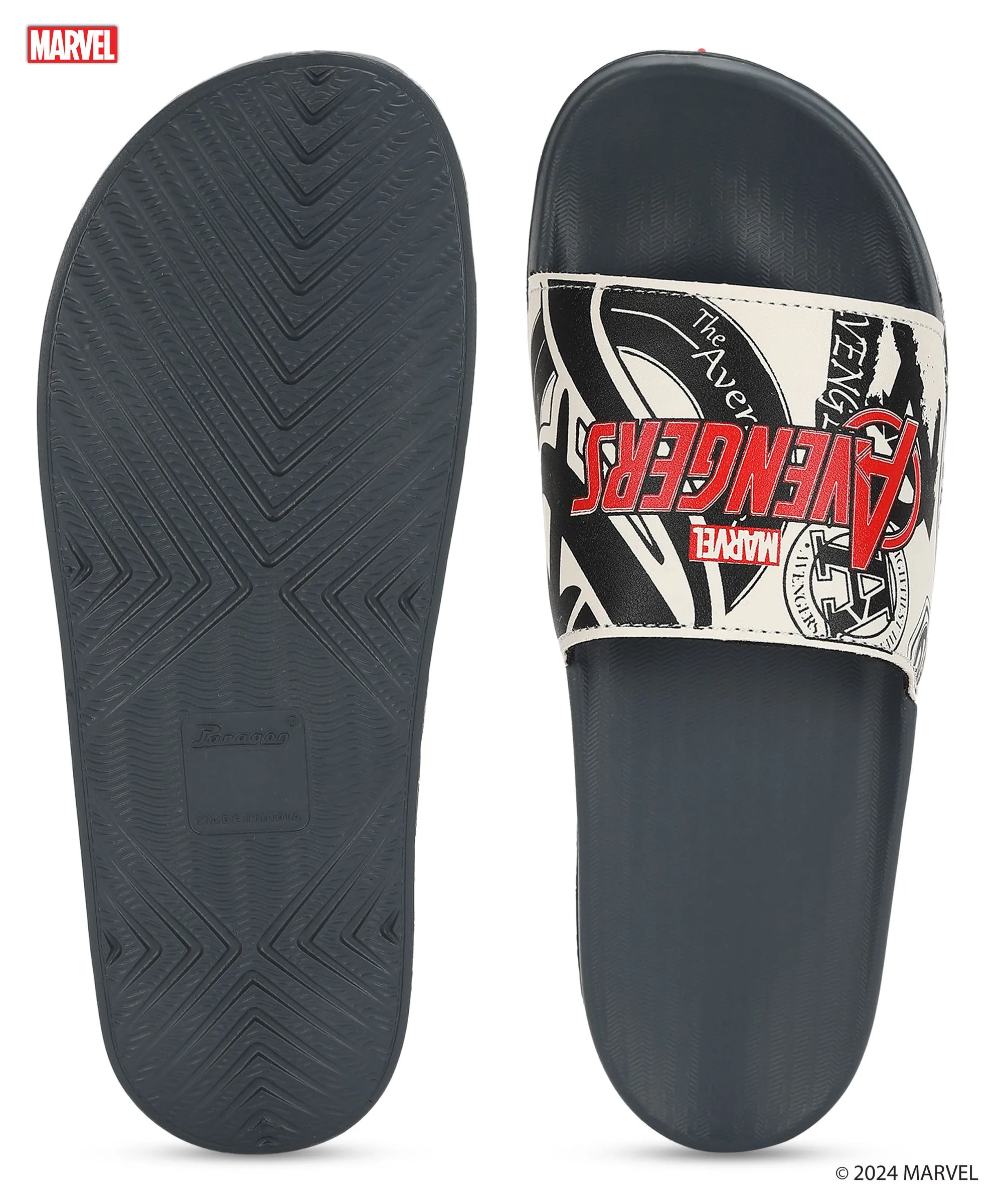 Marvel Avengers' EVMK10921G Men's White Sliders | Trendy Sliders with Durable & Cushioned Sole Construction | Waterproof & Lightweight, Perfect for Everyday Casual Wear