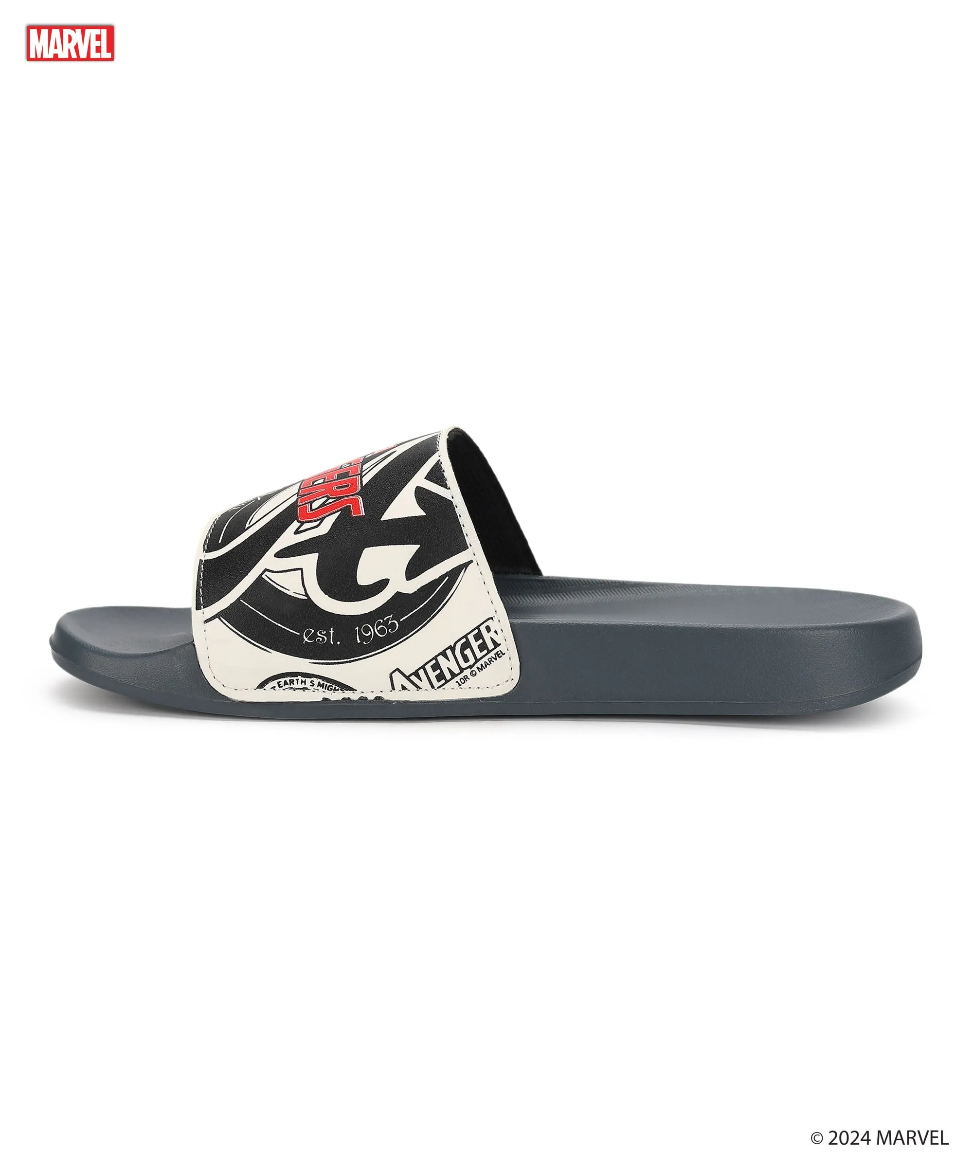 Marvel Avengers' EVMK10921G Men's White Sliders | Trendy Sliders with Durable & Cushioned Sole Construction | Waterproof & Lightweight, Perfect for Everyday Casual Wear