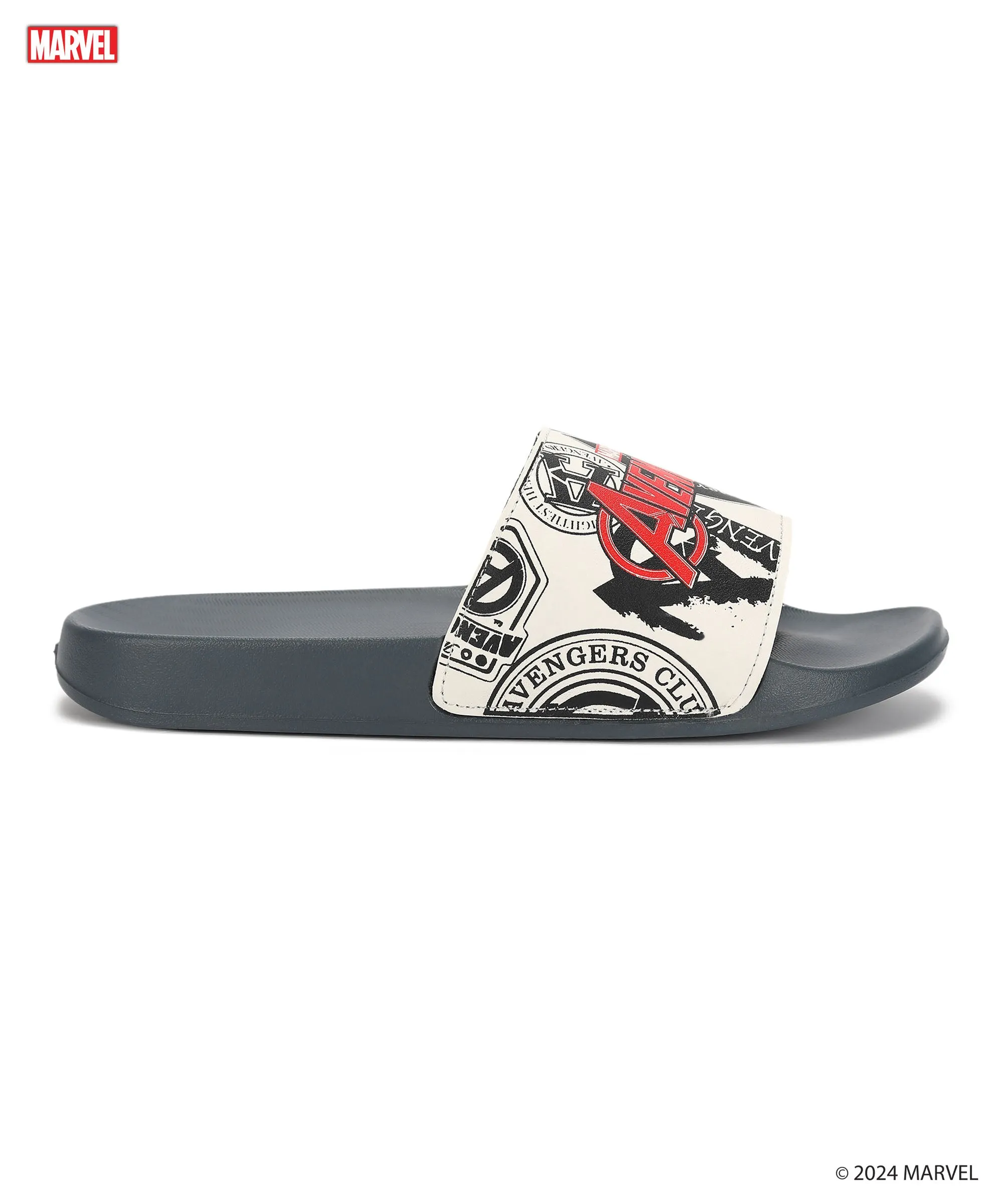 Marvel Avengers' EVMK10921G Men's White Sliders | Trendy Sliders with Durable & Cushioned Sole Construction | Waterproof & Lightweight, Perfect for Everyday Casual Wear