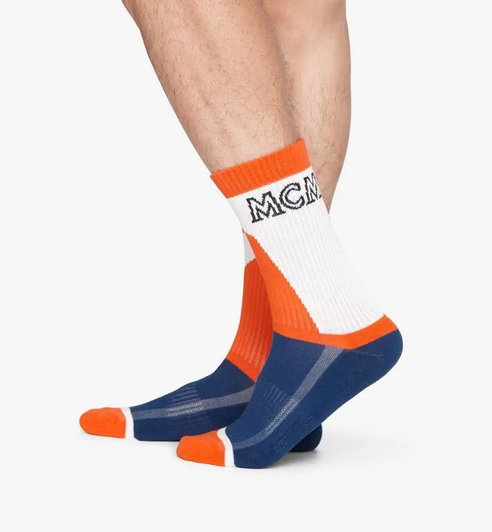 MCM (Blue Colorblock Cotton Socks)