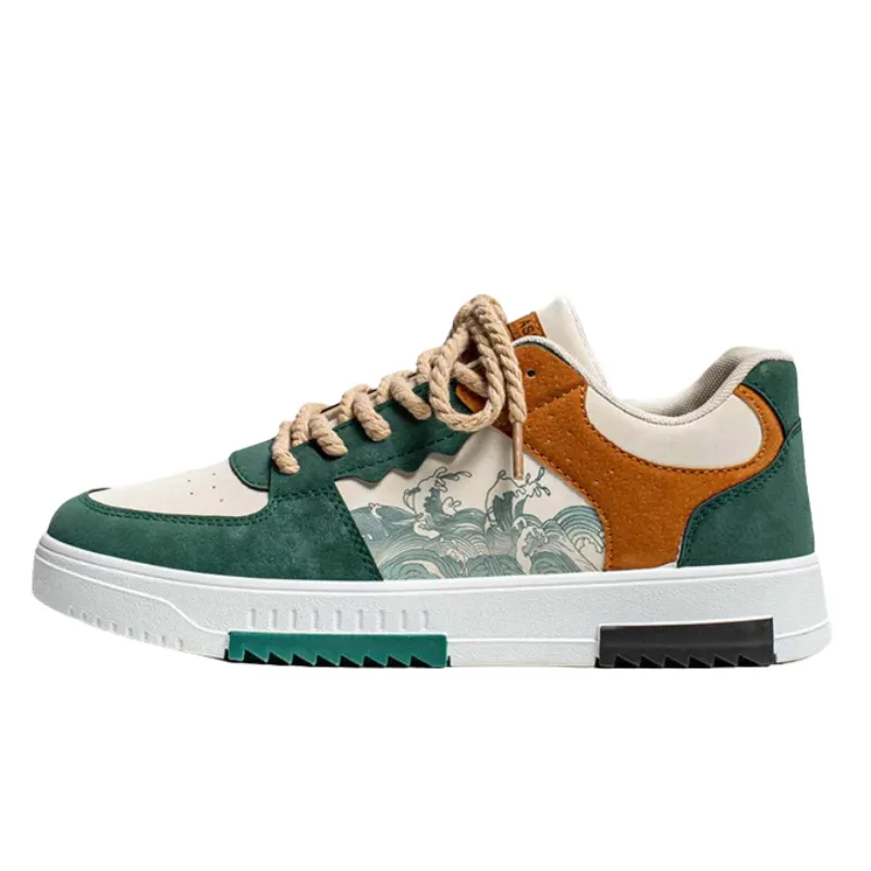 Men’s Wave-Pattern Casual Sneakers
