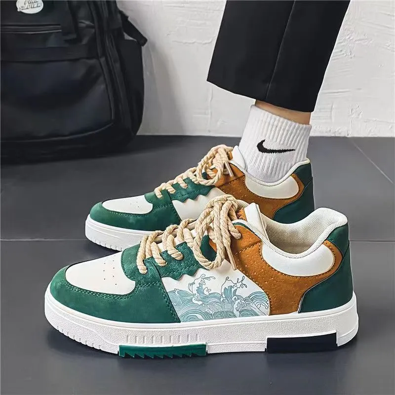 Men’s Wave-Pattern Casual Sneakers
