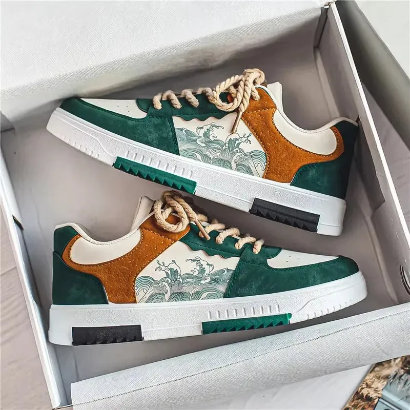 Men’s Wave-Pattern Casual Sneakers