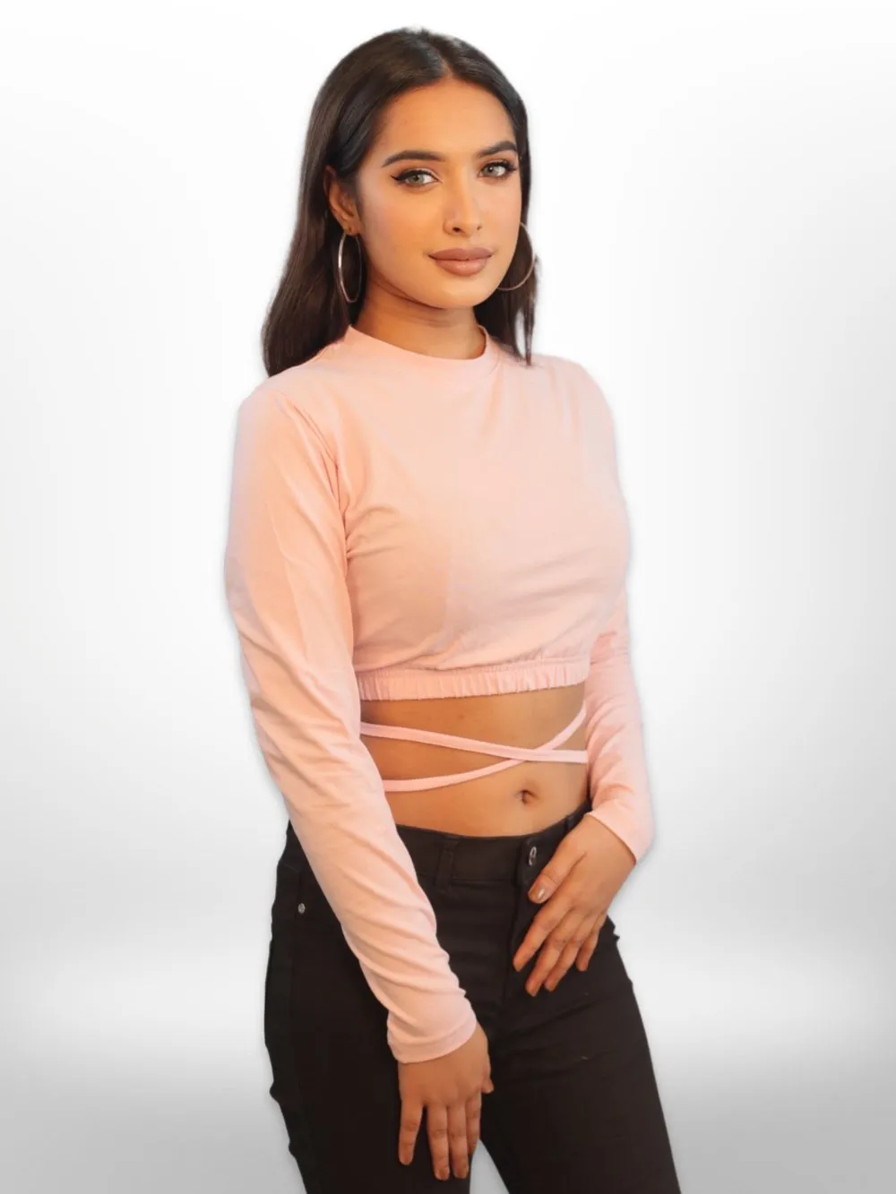 Midriff Flossing Tops Full Sleeve