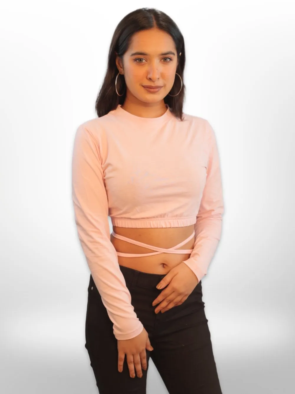 Midriff Flossing Tops Full Sleeve