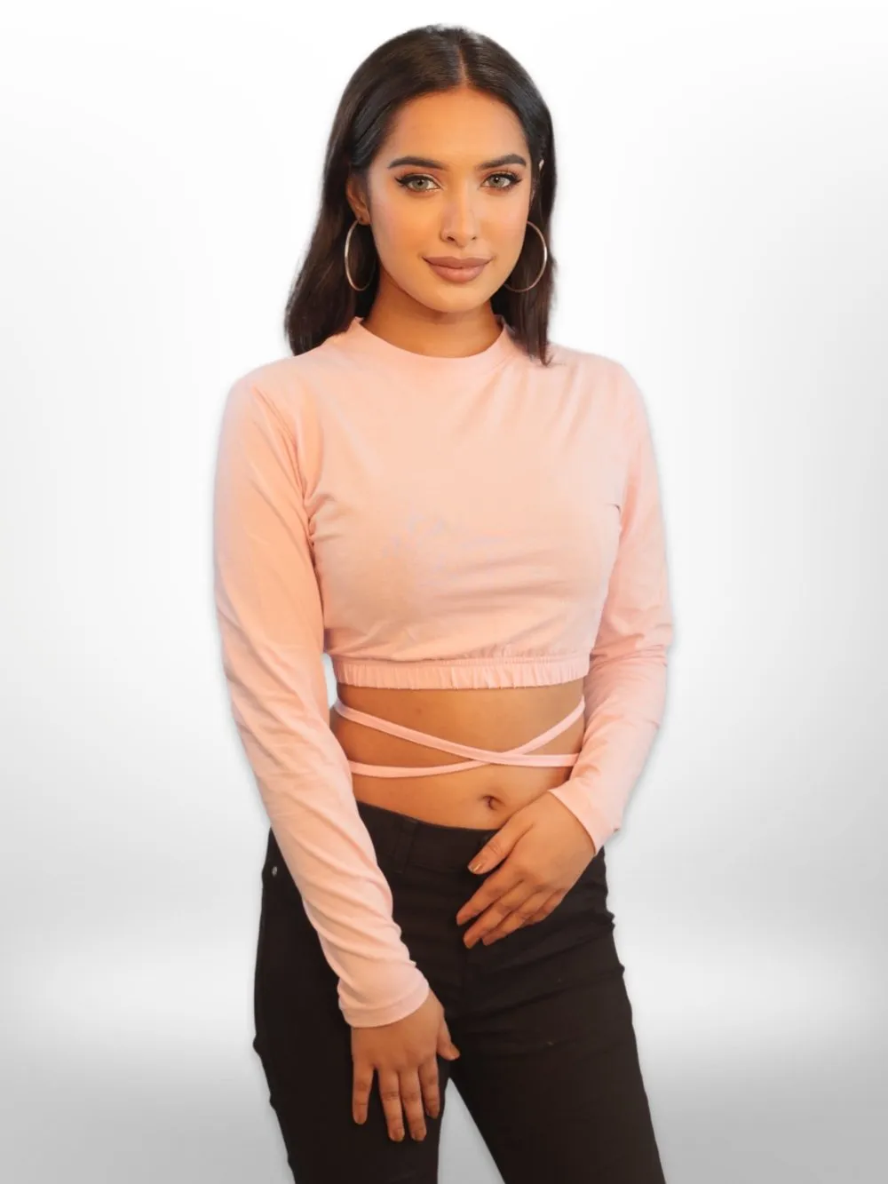 Midriff Flossing Tops Full Sleeve