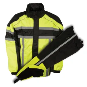 Milwaukee Performance Rainsuits-SH233113-Men's Black and Neon Green Rain Suit Water Resistant with Reflective Tape