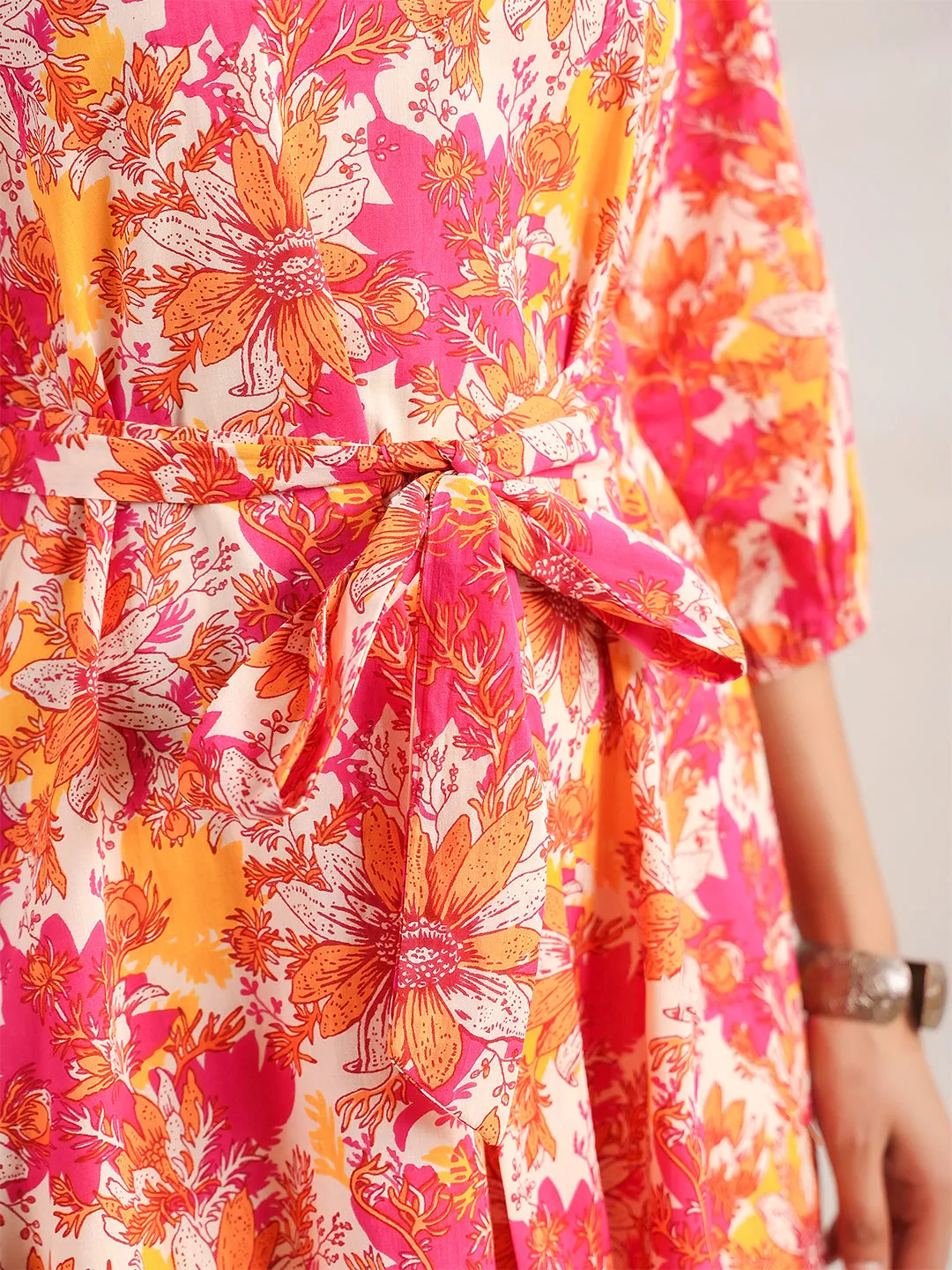 Multicolour Cotton Floral Printed Dress