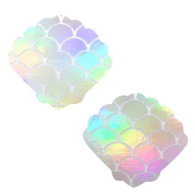 Mystical Mermaid White Iridescent Shell Nipple Cover Pasties