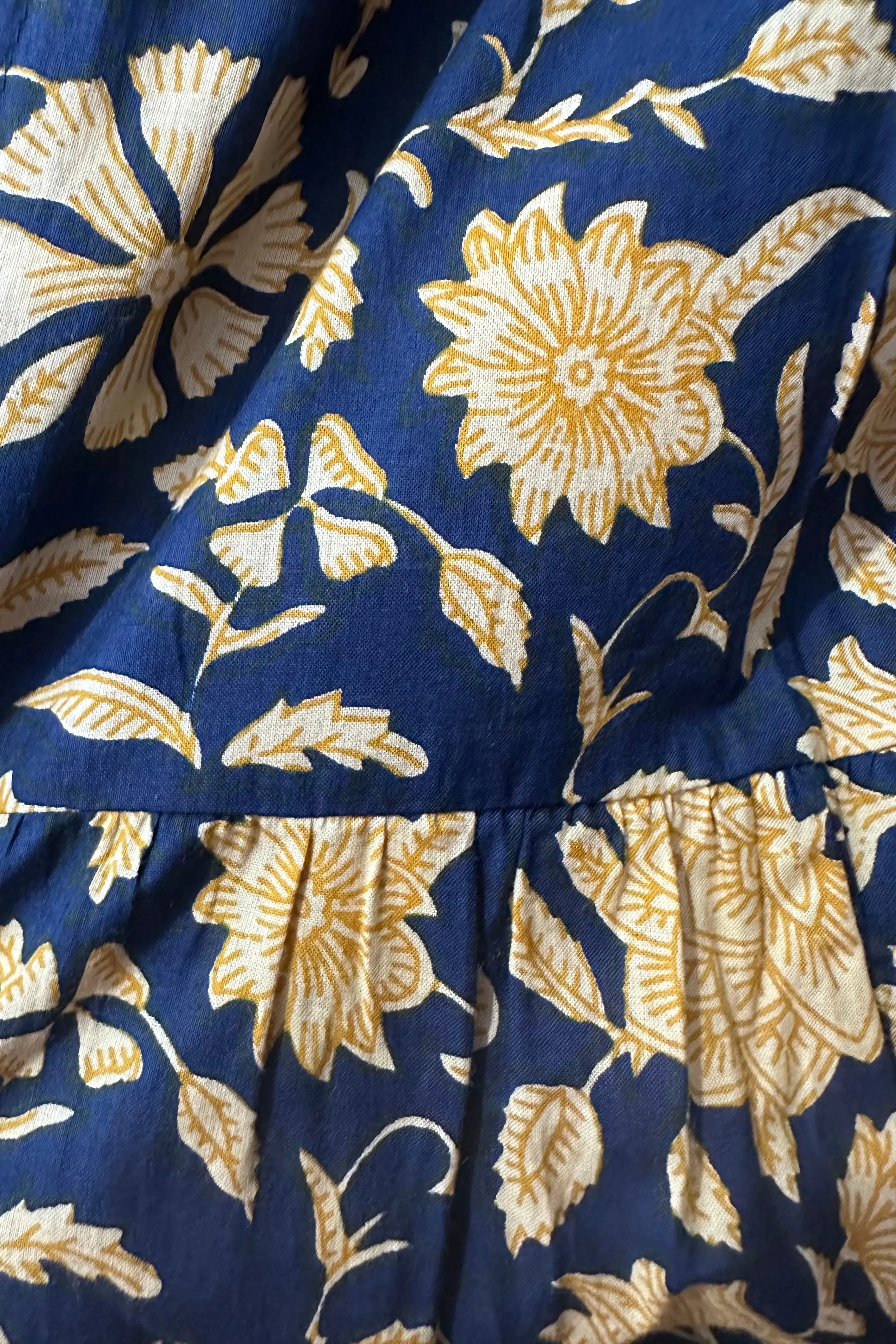 Navy Botanical Thais Tiered Midi Dress by Mata Traders