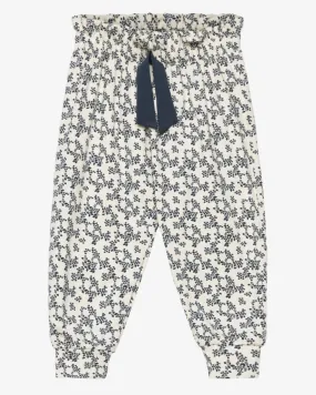 Navy Meadow Floral Printed Cinch Pants