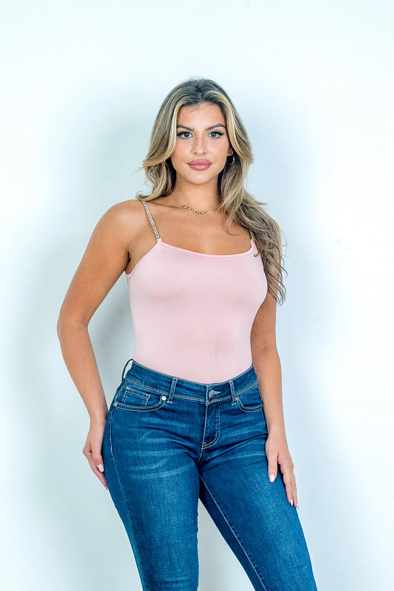 ‘Never Basic’ Bodysuit with Rhinestone Straps* (Y21013)
