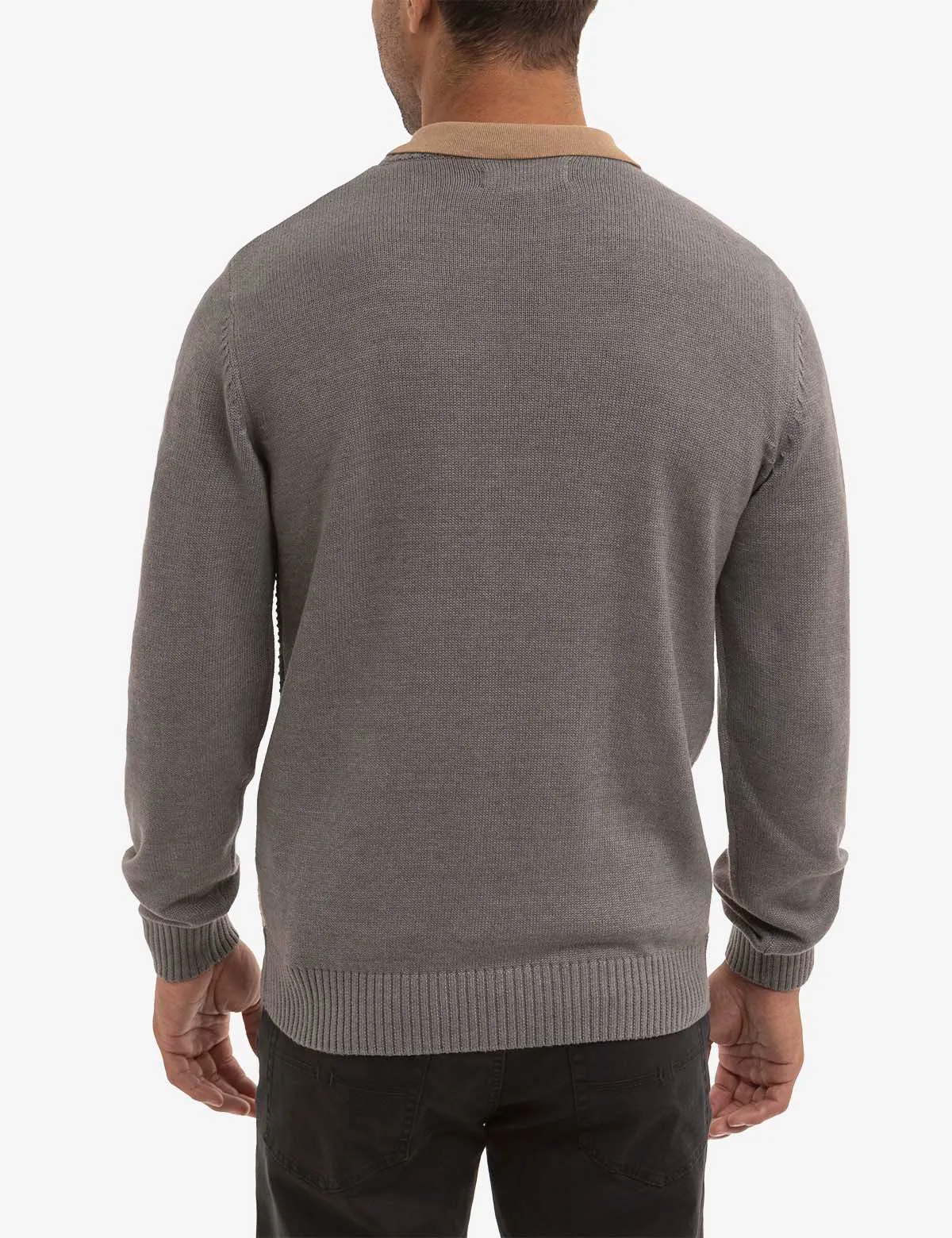 PATCHWORK CREW NECK SWEATER