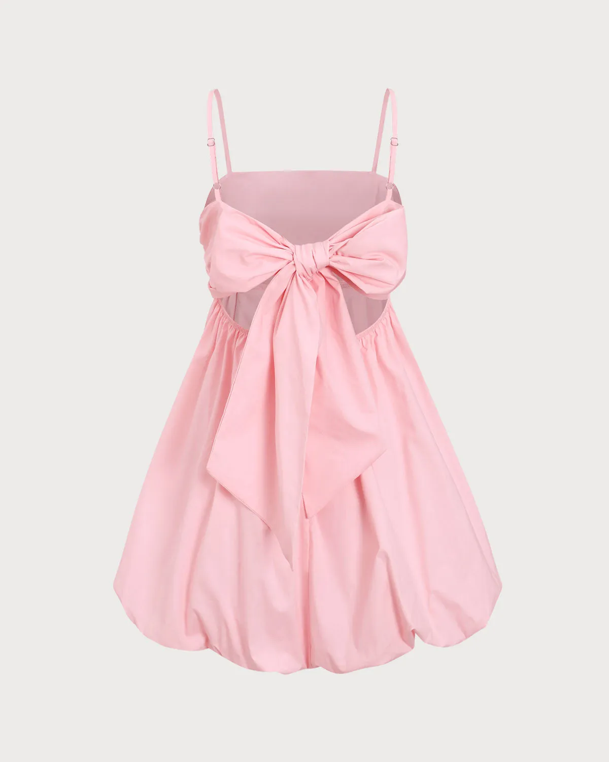 Pink Bowknot Ruched Slip Mini Dress