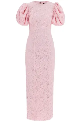 pink floral midi dress with puff sleeves in mixed materials 1141461011 FAIRY TALE