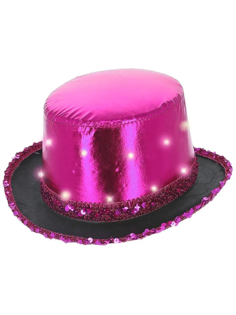 Pink Light Up Metallic Top Hat*