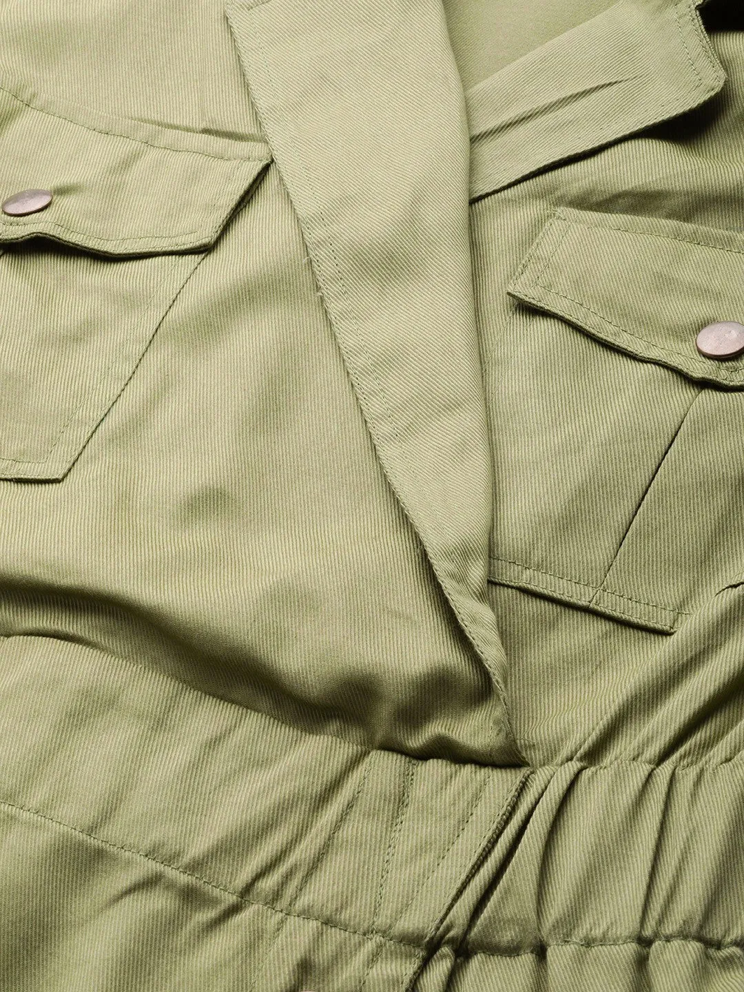 Pluss Elegant Green Solid Ruched Dress
