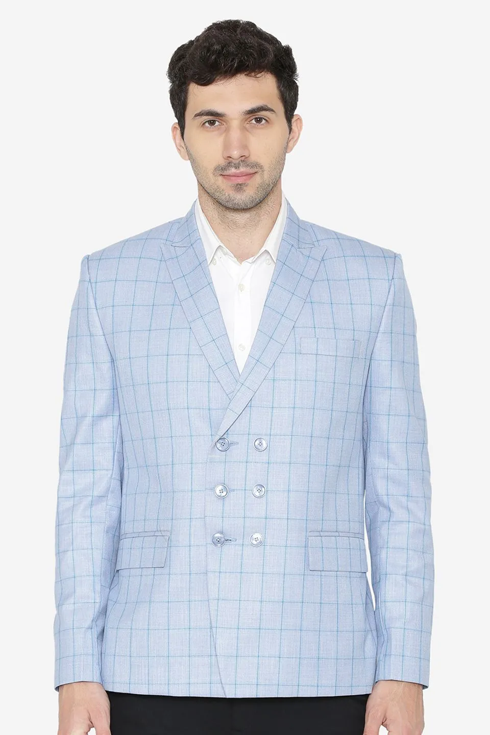 Polyester Cotton Sky Blue Blazers