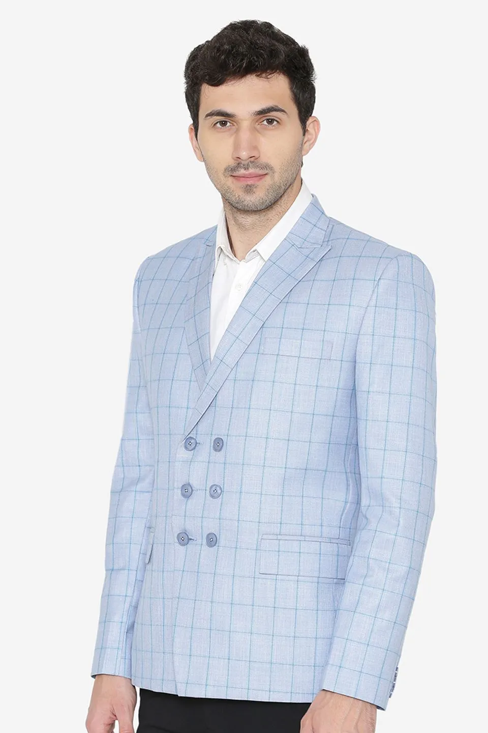 Polyester Cotton Sky Blue Blazers