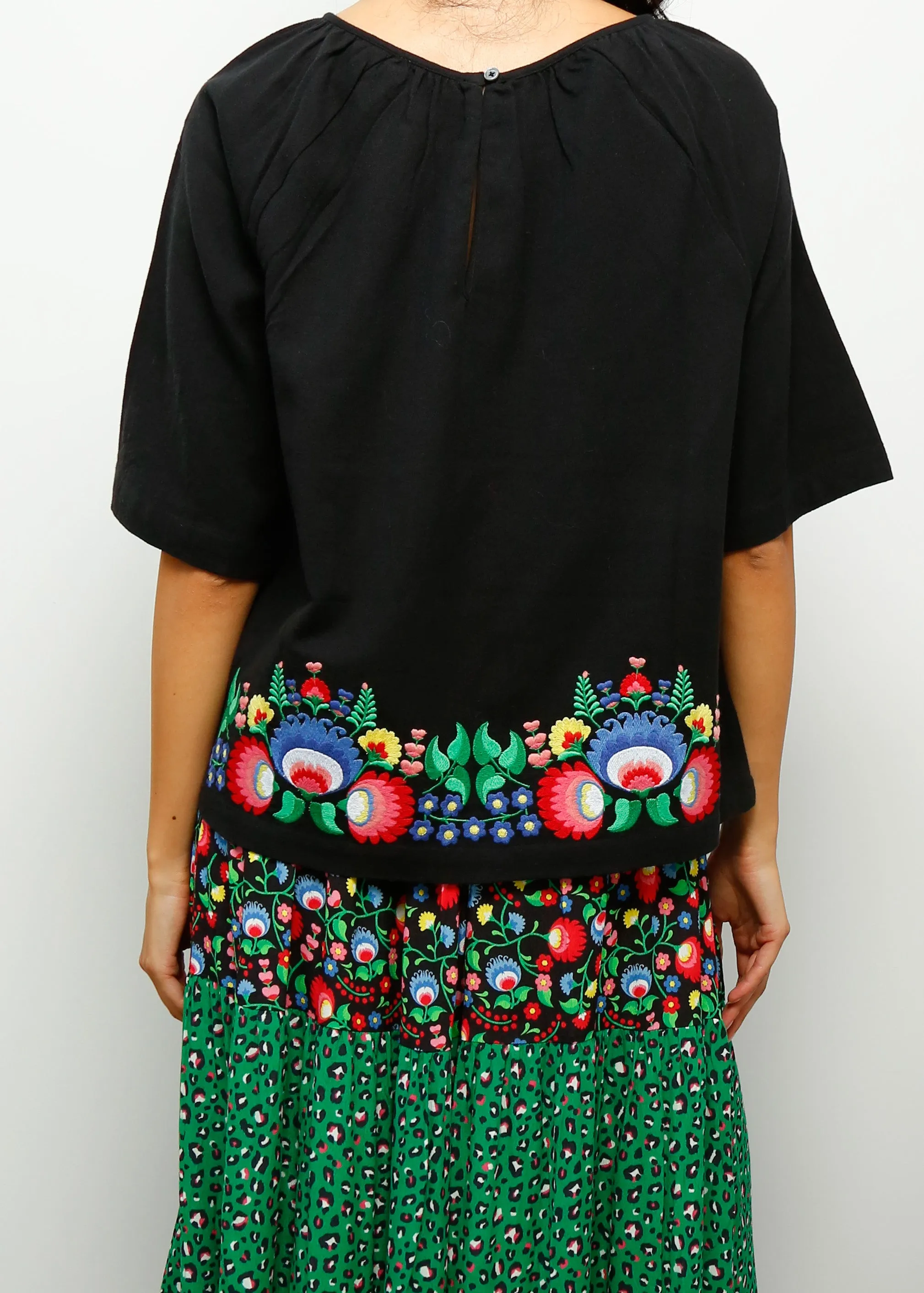 PPL Violet Top in Fire Flower Embroidery 01 Black
