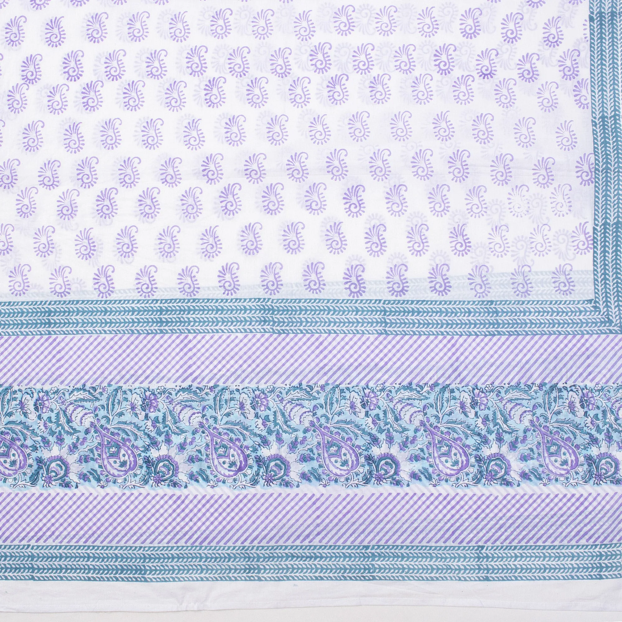 Purple Floral Block Print Cotton Bikini Sarong