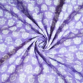 Purple Floral Print Cotton Fabric MFL-23707