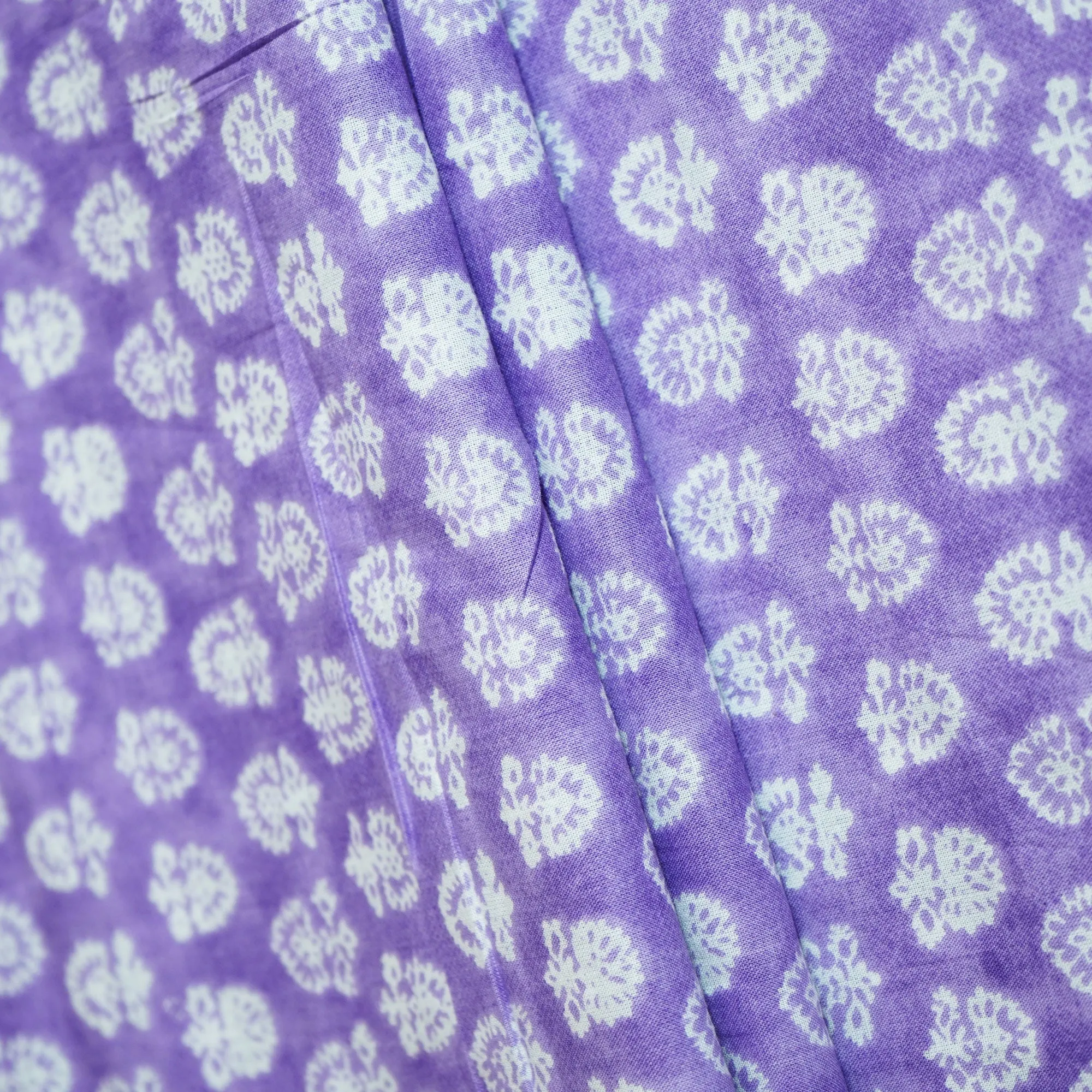Purple Floral Print Cotton Fabric MFL-23707