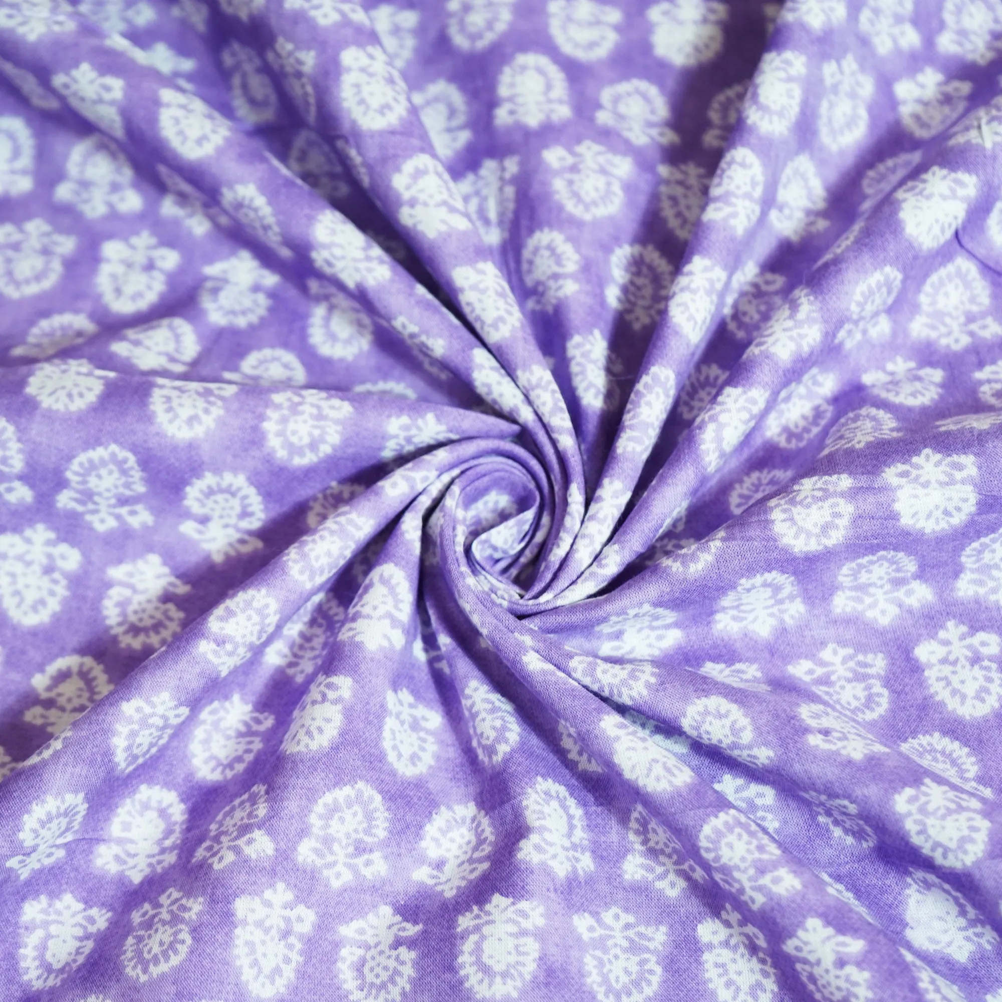 Purple Floral Print Cotton Fabric MFL-23707