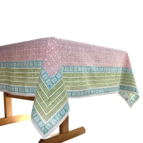 Red Floral Cotton Tablecloth 90 by 60 Sustainable Threads