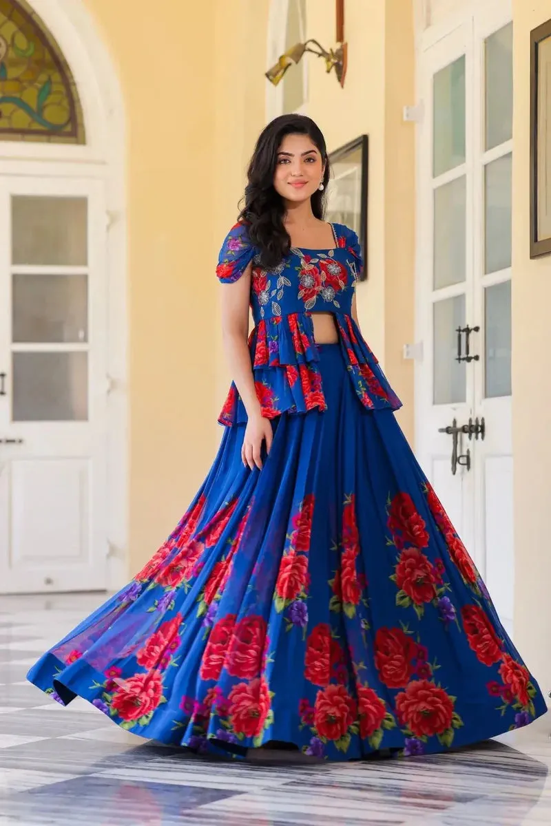 Royal Blue IndoWestern Midi Dress