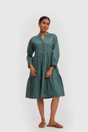 Ruched Green Midi Dress