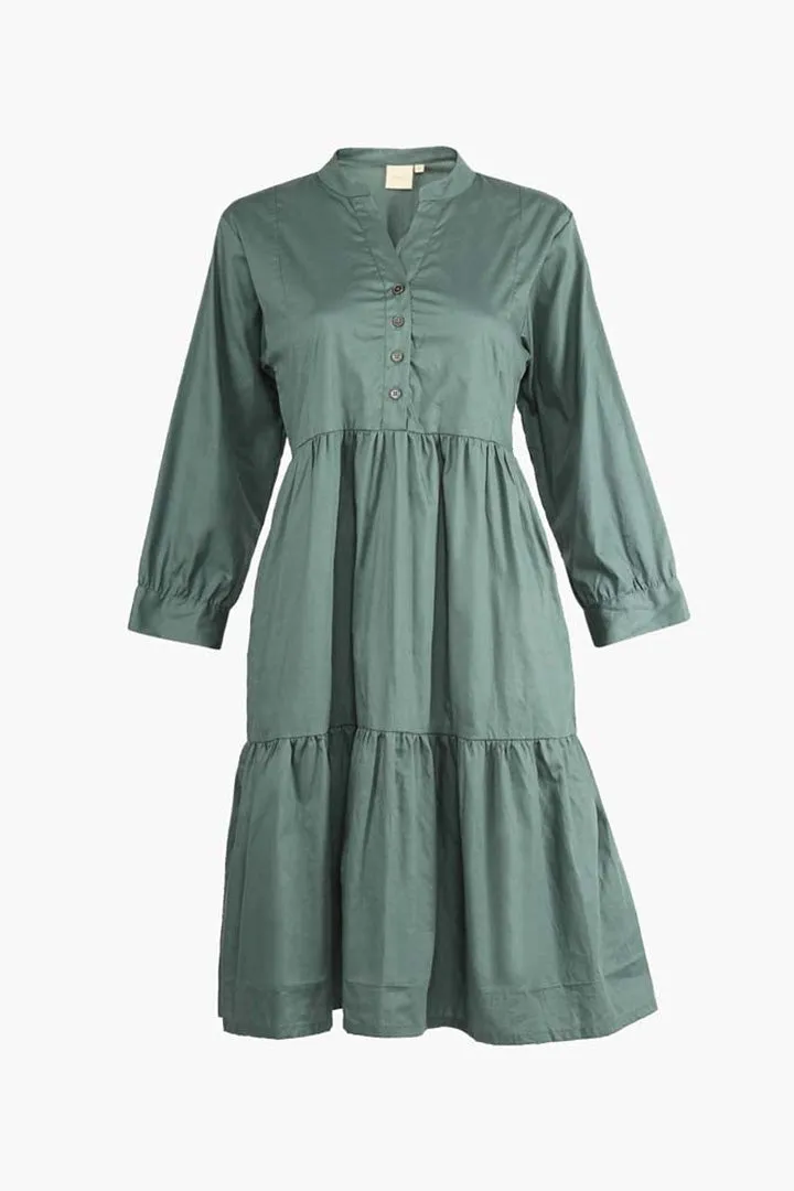 Ruched Green Midi Dress